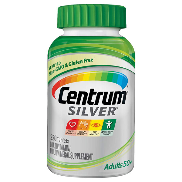 Centrum Silver Multivitamin for Adults 50+ Multivitamin/Multimineral Supplement with Vitamin D3, B Vitamins, Calcium and Antioxidants 220 Tablets