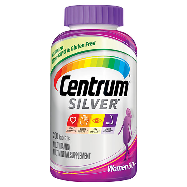 Centrum Silver Multivitamins for Women 50 +, Multivitamin/Multimineral with Vitamin D3, B Vitamins, Calcium & Antioxidants 200 Tablets
