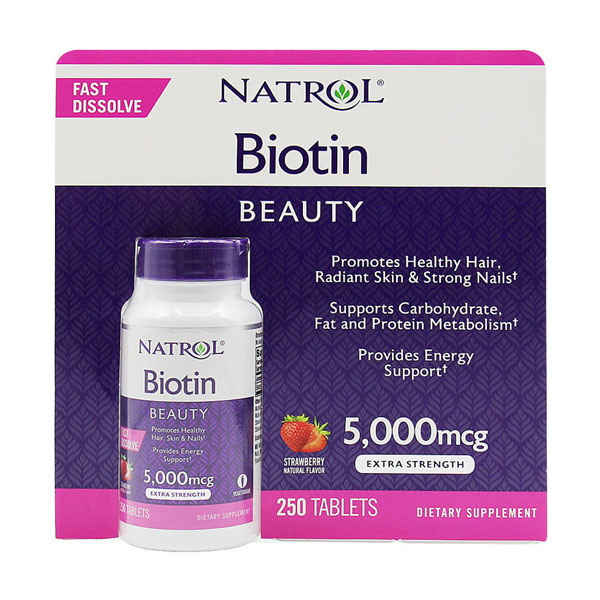 Natrol Biotin Fast Dissolve Strawberry Flavor 5000mcg 90 Tablets
