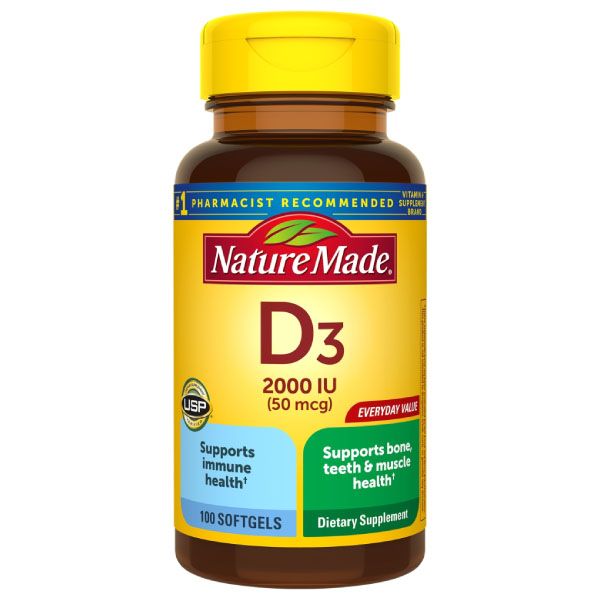 Nature Made Vitamin D3 2000 IU 50mcg 100 Softgels