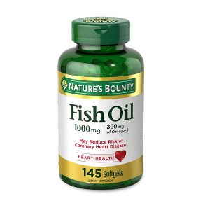 Nature’s Bounty Fish Oil, 1000mg, 300mg of Omega-3, 145 Rapid Release Softgels