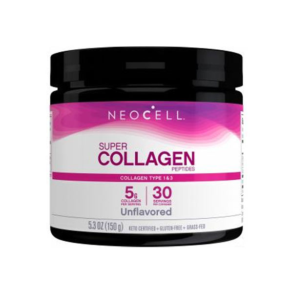 NeoCell Super Collagen Powder, 6,600mg Types 1 & 3 Grass-Fed Collagen, Unflavored, 150g