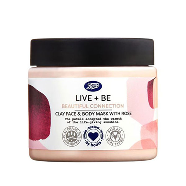 Boots Live + Be Beautyful connection Clay Face & Body Mask With Rose 200ml