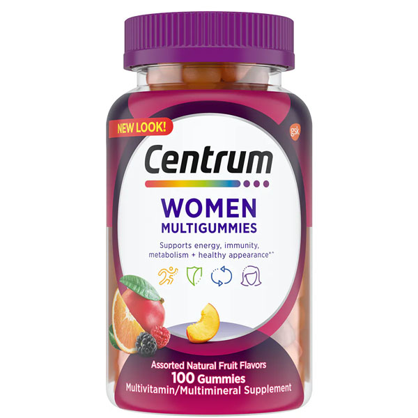 Centrum Women’s Multivitamin Supplement Gummies, Assorted Fruit 100 gummy