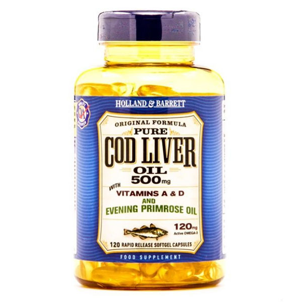 Holland & Barrett Cod Liver Oil with Evening Primrose 500mg 120 Capsules