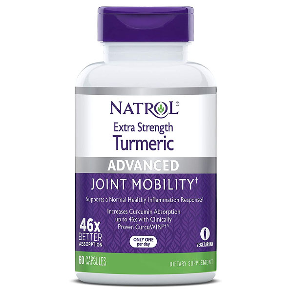 Natrol Extra Strength Turmeric 60 Capsules, Supports Cellular, Inflammatory, Heart, Joint and Brain Health