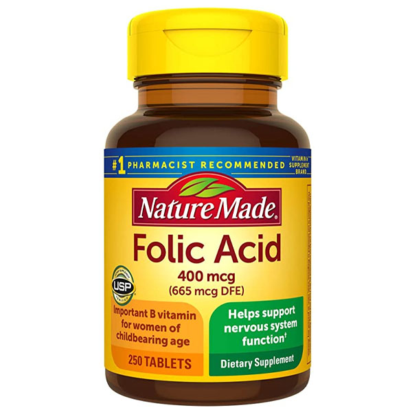 Nature Made Folic Acid 400 mcg (665 mcg DFE) Supplement 250 Tablets