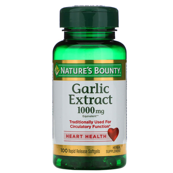 Nature's Bounty Garlic Extract 1000 mg, 100 Rapid Release Softgels