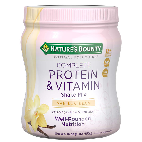 Nature's Bounty Optimal Solutions Protein Powder With Collagen and Vanilla, 1 Lb 453g