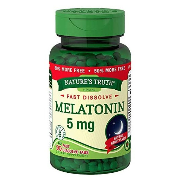 Nature’s Truth Melatonin 5 mg Fast Dissolve Tabs Natural Berry Flavor 90 tablets