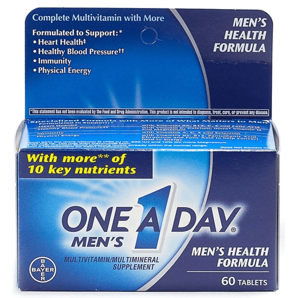 One A Day Men’s Multivitamin Supplement with Vitamins A, C, E, B1, B2, B6, B12, Calcium and Vitamin D 60 Tablets