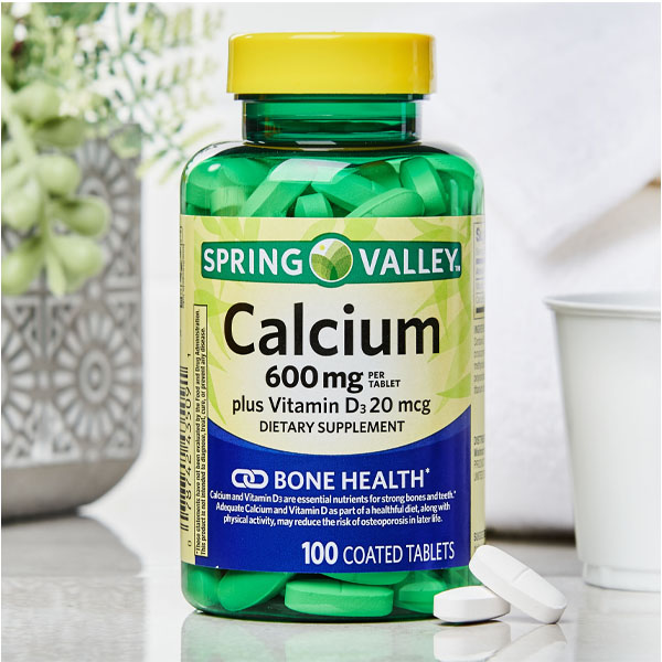 Spring Valley Calcium plus Vitamin D Coated 600mg 100 Tablets