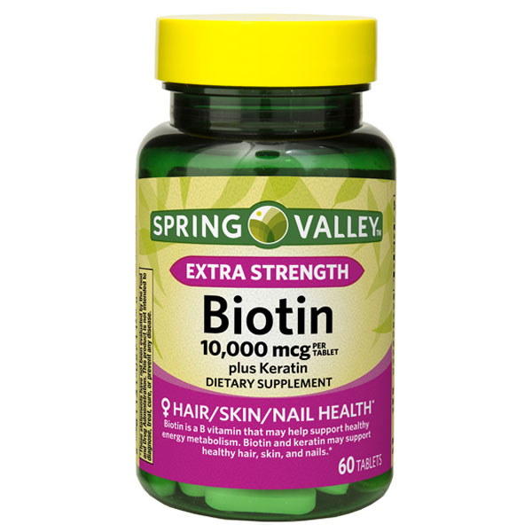 Spring Valley Extra Strength Biotin Plus Keratin 10,000mcg 60 Tablets