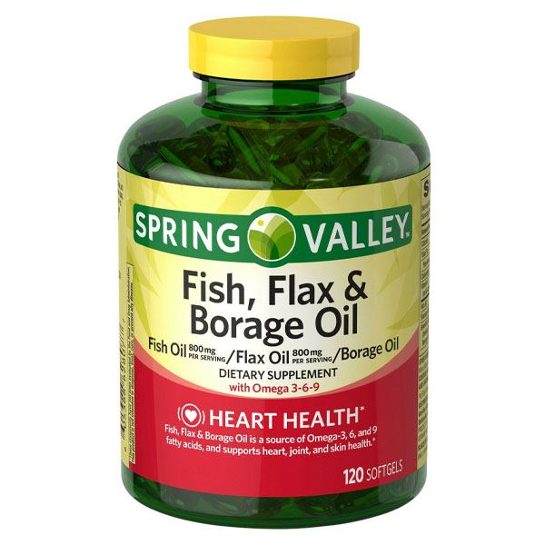 Spring Valley Fish, Flax & Borage Oil with Omega 3-6-9 120 Softgels