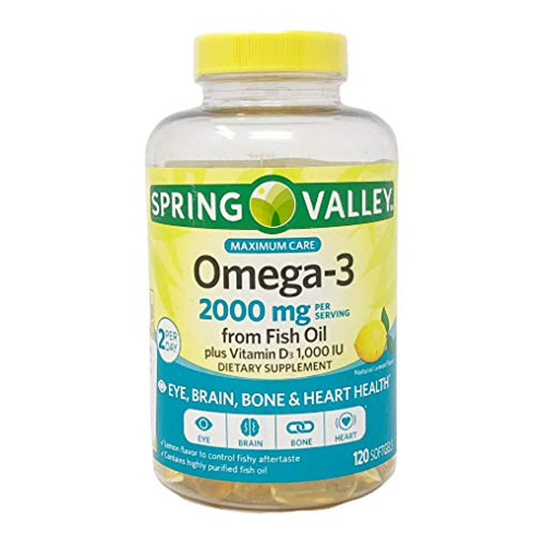 Spring Valley Omega-3 2000mg From Fish Oil Lemon Flavor 120 Softgels