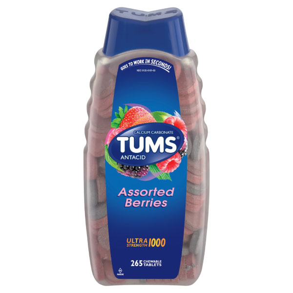 Tums Antacid Calcium Carbonate Ultra Strength Assorted Berries 265 Chew Tablets