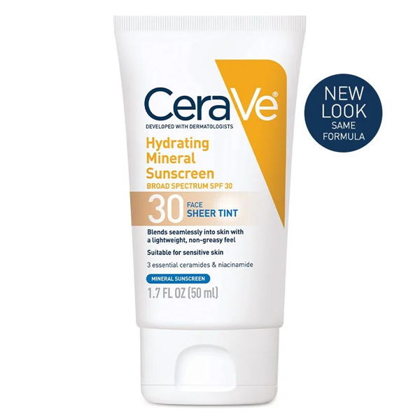 CeraVe Hydrating Mineral Sunscreen Broad Spectrum SPF30 For Face Sheer Tint 50ml