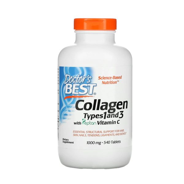 Doctor's Best Collagen Types 1 and 3 with Peptan and Vitamin C, 1,000 mg, 540 Tablets
