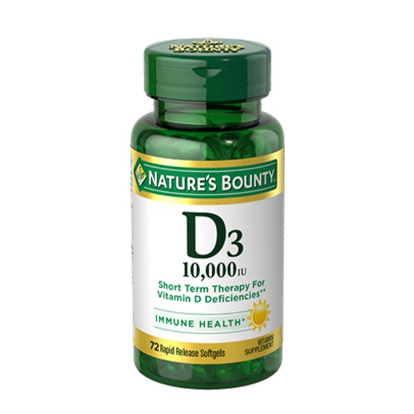 Nature's Bounty Vitamin D3 Softgels, 250 mcg, 10000 IU, 72 Ct