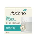 Aveeno Face Calm + Restore Oat Gel Moisturiser For Sensitive Skin 50ml (UK)