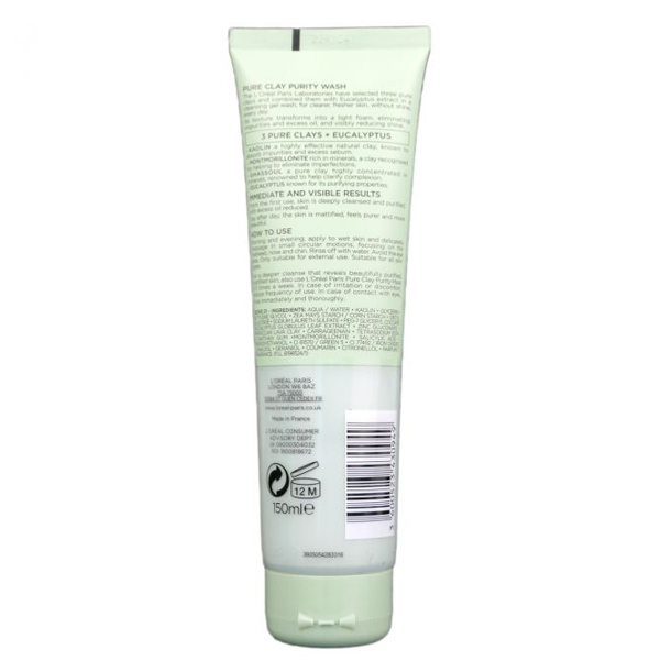 L’Oreal Paris Skin Expert Pure Clay Purity Wash Green 150ml