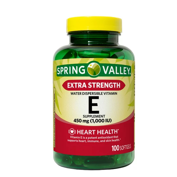 Spring Valley Extra Strength Water Dispersible Vitamin E Supplement 450 mg (1000iu) 100 Softgels