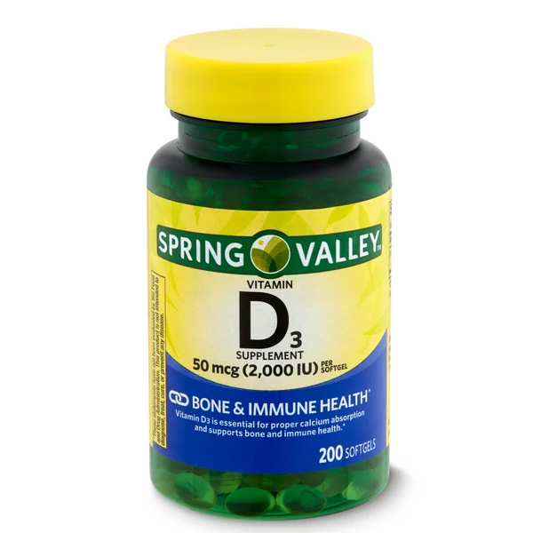 Spring Valley Vitamin D3 (2000 IU) 200 Softgels
