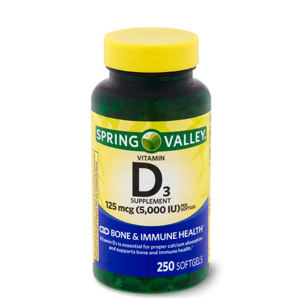 Spring Valley Vitamin D3 (5000 IU) 2500 Softgels