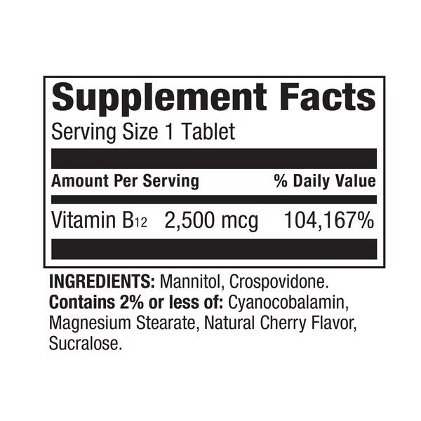 Spring Valley Vitamin B12 2,500 mcg Quick-Dissolve Tablets