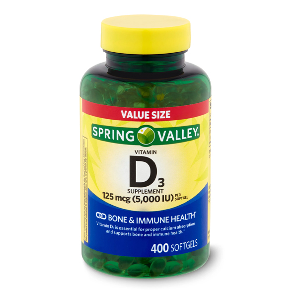 Spring Valley Vitamin D3 125 mcg 5000 IU 400 Softgels