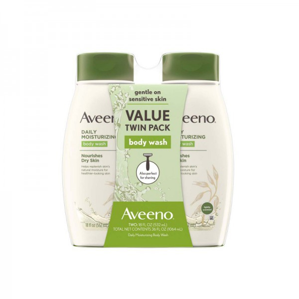 Aveeno Nourishes Dry Skin Daily Moisturizing Body Wash Twin Pack 532ml