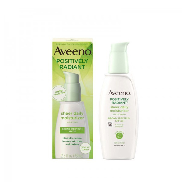 Aveeno Positively Radiant Sheer Daily Moisturizer Sunscreen SPF30 73ml