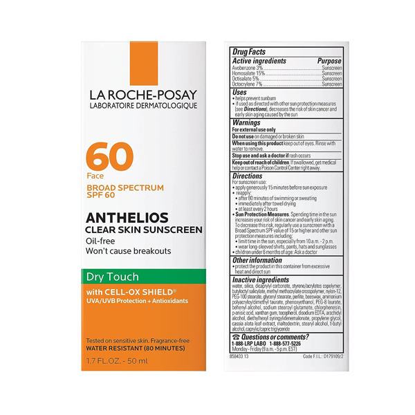 La Roche-Posay Anthelios Clear Skin Dry Touch Sunscreen SPF 60 50ml