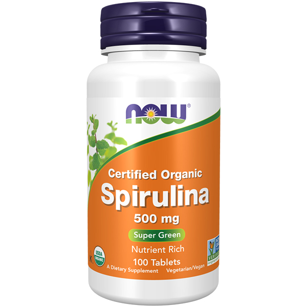NOW Foods - Organic Spirulina 500 mg - 100 Tablets