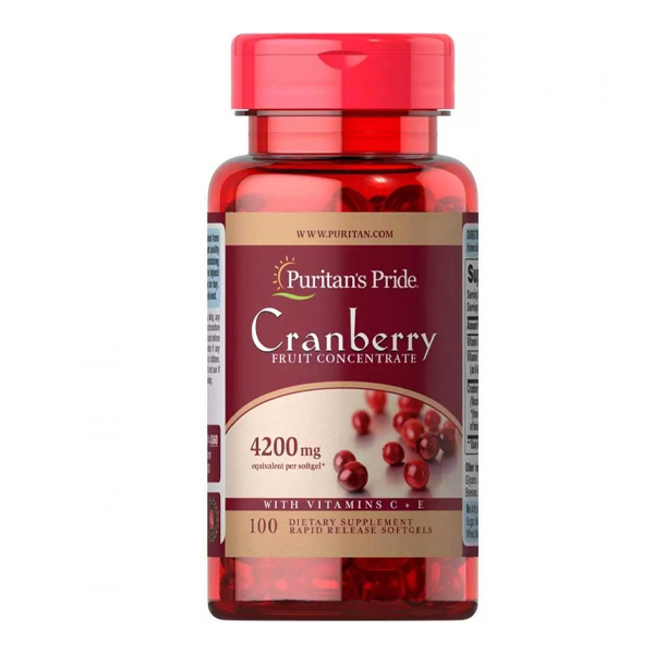 Puritan's Pride Cranberry Fruit Concentrate with C & E 4200mg 100 Softgels