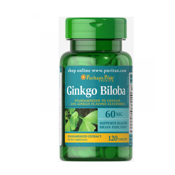 Puritan's Pride Ginkgo Biloba Standardized Extract 60 mg 120 Softgels
