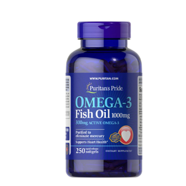 Puritan's Pride Omega-3 Fish Oil 1000 mg (300 mg Active Omega-3) 250 Softgels