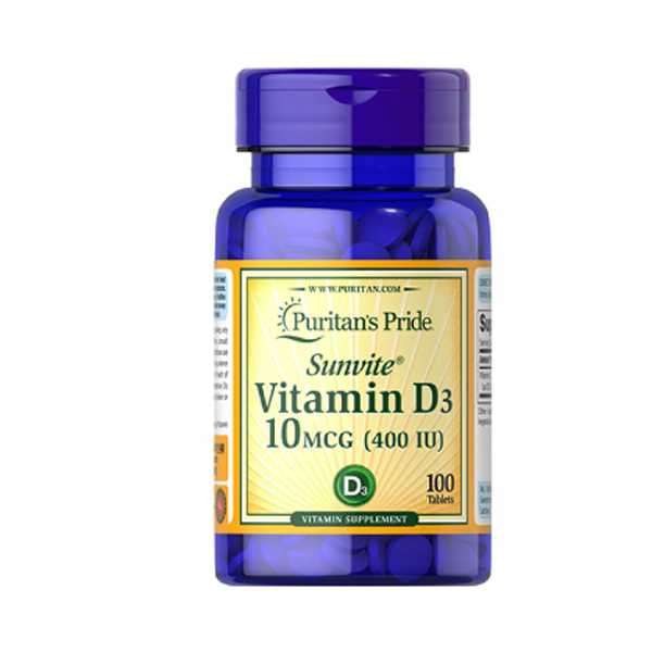 Puritan's Pride Vitamin D3 10 mcg (400 IU) 100 Softgels