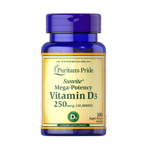 Puritan's Pride Vitamin D3 250 mcg (10,000 IU) 100 Softgels