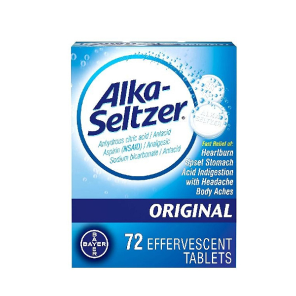 Alka-Seltzer Original Effervescent - Fast Relief of Heartburn 72 Tablets