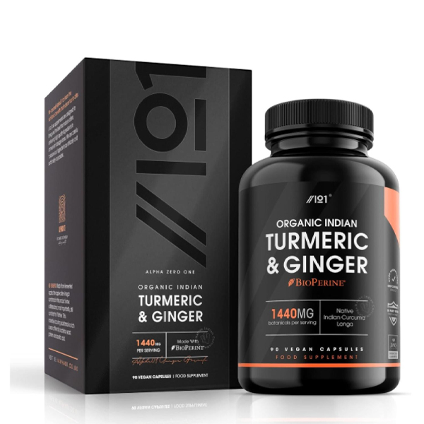 Alpha01 Organic Turmeric & Ginger 1440 mg with BioPerine 90 Vegan Capsules
