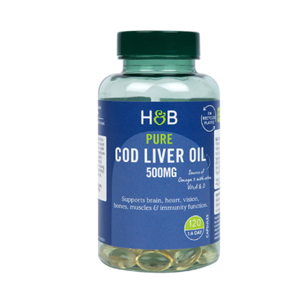Holland & Barrett Pure Cod Liver Oil 500mg 120 Capsules