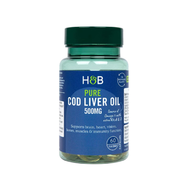 Holland & Barrett Pure Cod Liver Oil 500mg 60 Capsules