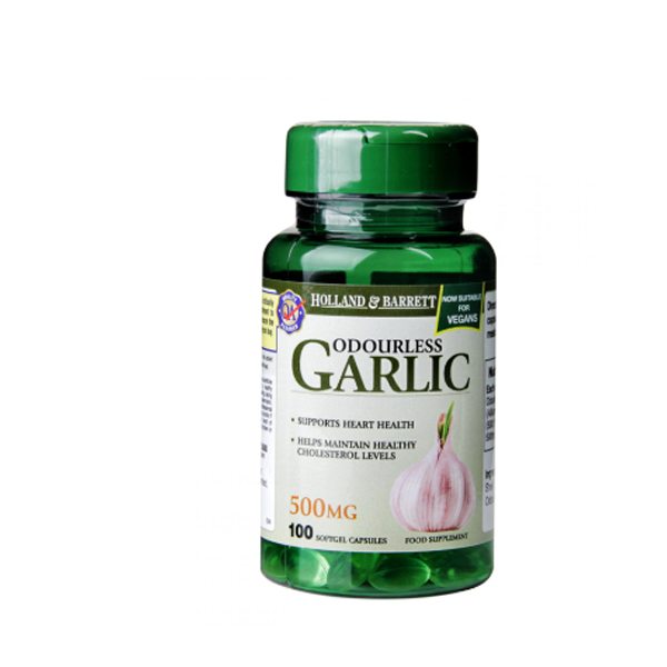 Holland & Barrett Vegan Odourless Garlic 500mg 100 Softgel Capsules