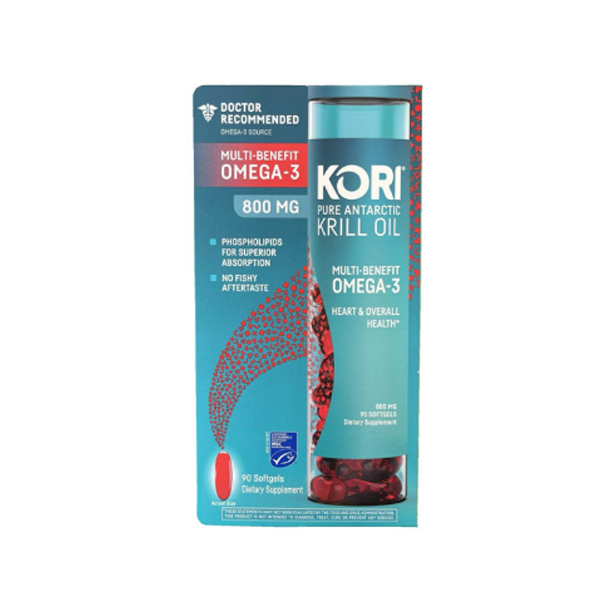 KORI Pure Antarctic Krill Oil Multi-Benefit omega-3 800mg 90 Softgels