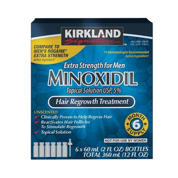 Kirkland Minoxidil 5% Liquid (Six Month Supplement) Hair Solution for Men 60ml (360ml)