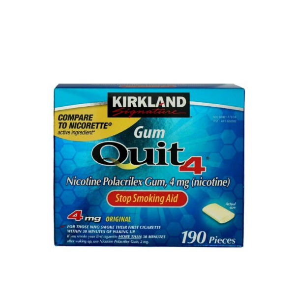 Kirkland Signature Quit Gum 4mg 190 pieces Nicotine Polacrilex Stop Smoking