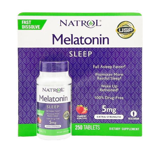 NATROL - Melatonin 5mg - 250 Fast Dissolve Tablets - Strawberry Flavor