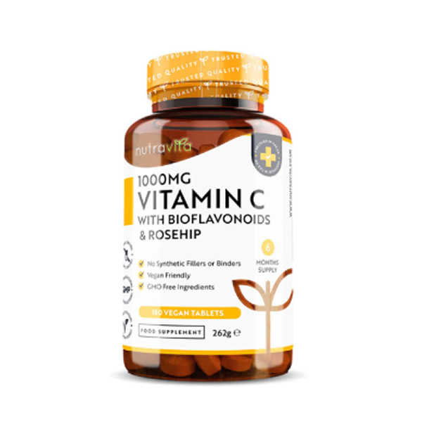 Nutravita Vitamin C 1000mg with Bioflavonoids & Rosehip 180 Vegan Tablets
