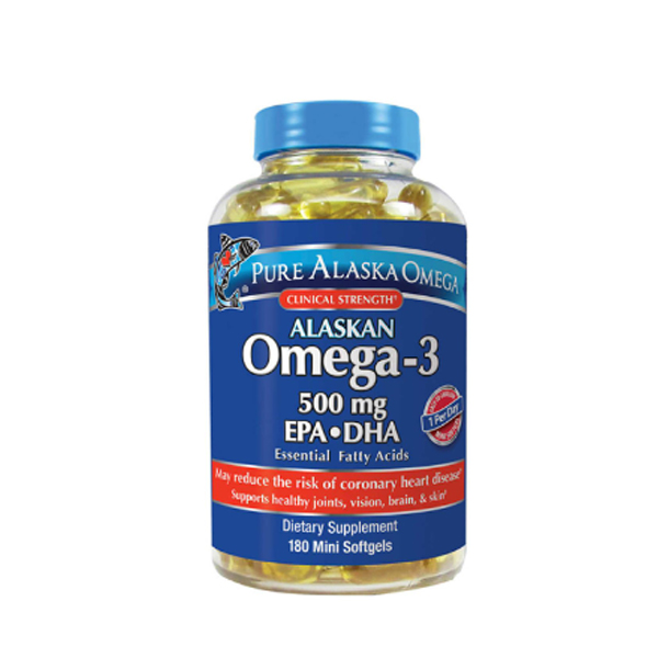 Pure Alaska Omega-3 500 mg EPA+DHA 180 Softgels